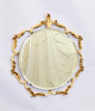 1950's Vintage English, Peerart Rococo Baroque Bevelled glass Mirror. 40.5 cm.