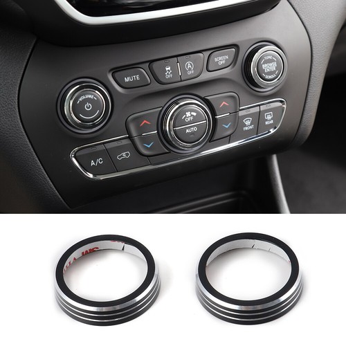 2pcs Audio Switch Button Ring Trim for Jeep Grand Cherokee/Cherokee 2014+ Black - Picture 1 of 5