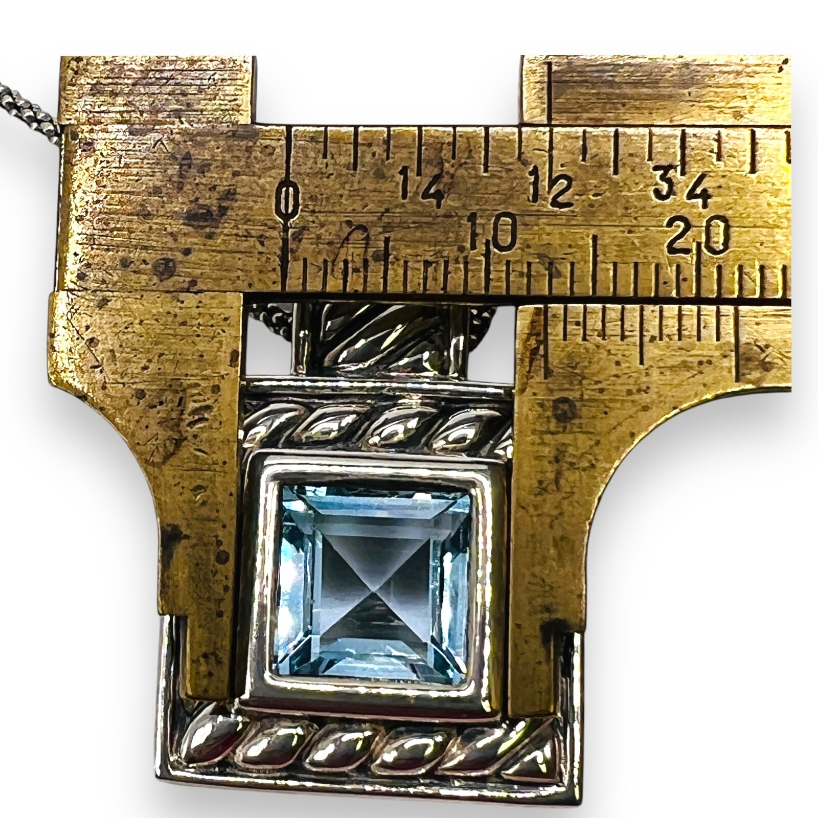 Solid 925 Oxidized Sterling Silver Blue Topaz Pen… - image 10