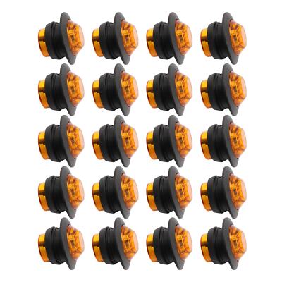 Topcn-autoparts 20x 3/4" Round Amber LED Clearance Marker Lights With Smoke Lens & Grommets