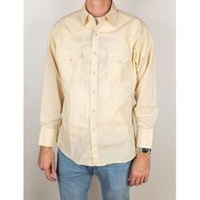 Vintage High Noon 80s Pearl Snap Western Long Sleeve Shirt, Cream - Size XL