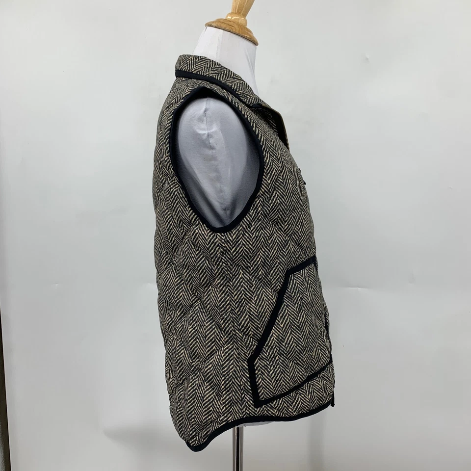 Chaleco de plumón J Crew para mujer XS extra pequeño negro espiga cremallera completa acolchado acolchado acolchado acolchado Foto 4 de 4