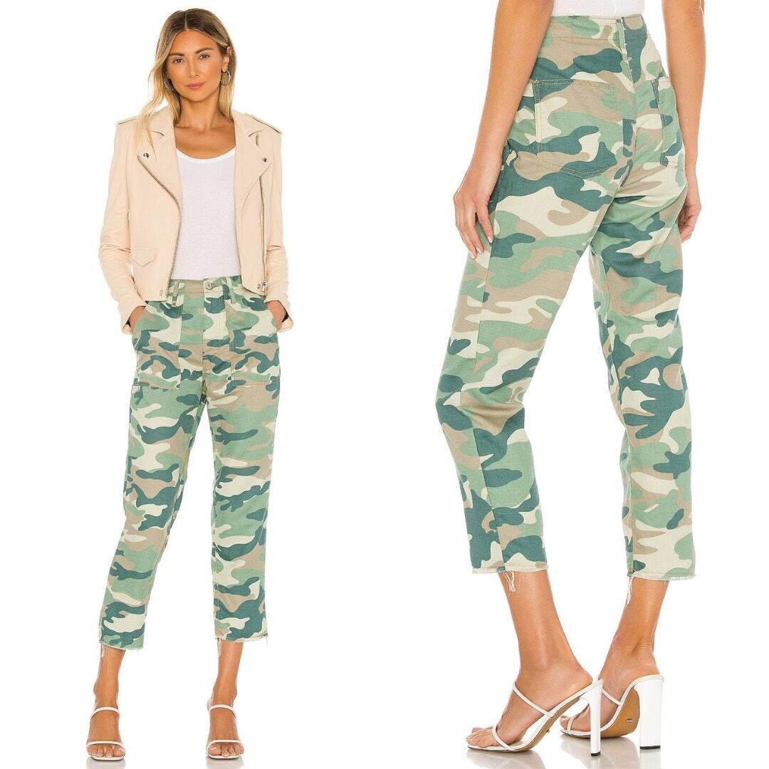 Mother Shaker Chop Crop Camouflage High-rise Straight Leg Pants, Size 26