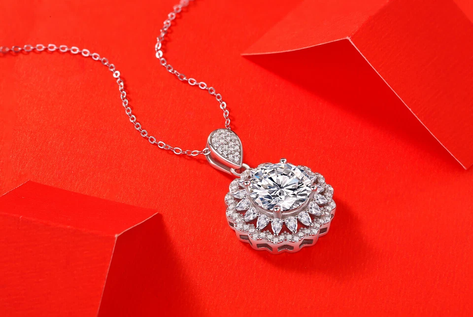 5 kt Rundschliff VVS1 Moissainte Anhänger Halskette 925 Sterlingsilber bestanden Tester - Bild 4 von 4