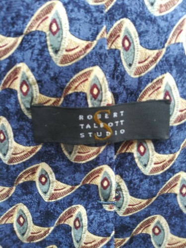 Mens tie. Robert Talbott Studio 100% silk blue abstract L58" W4" - Picture 2 of 4