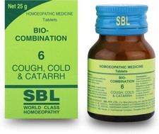 2 X SBL Bio-Combination 6, 25g Tablets For Cough ,Cold  Cattarah