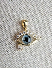 Evil eye teardrop crystal pendant