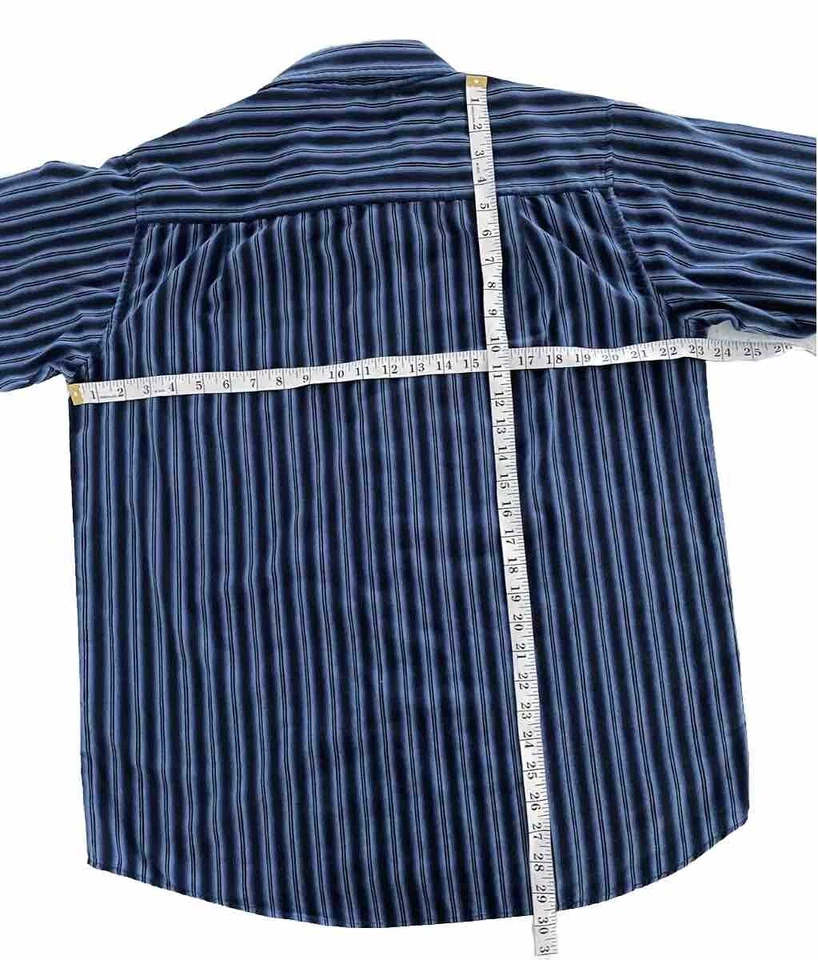 Camisa polo masculina manga longa listrada azul grande Beverly Hills clube botão - Imagem 4 de 4