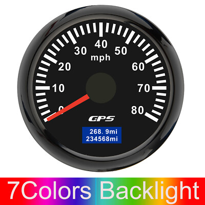 2'' 52mm GPS Speedometer Odometer Gauge 80MPH 7Colors LED For Car Boat Motorcycle