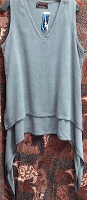 TIENDA HO LT17 TWO LAYER UNEVEN HEM LONG TANK Silver