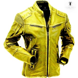 leather jacket yellow colour