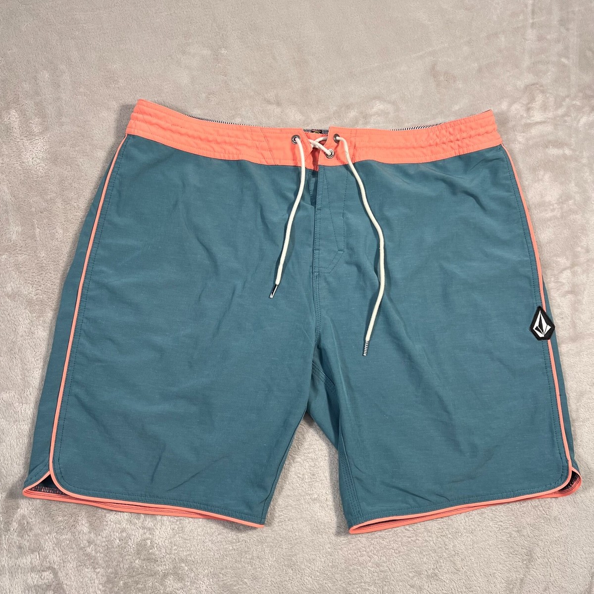 Volcom Board Shorts Mens Size 38 Waist Blue Orange Surf Swim