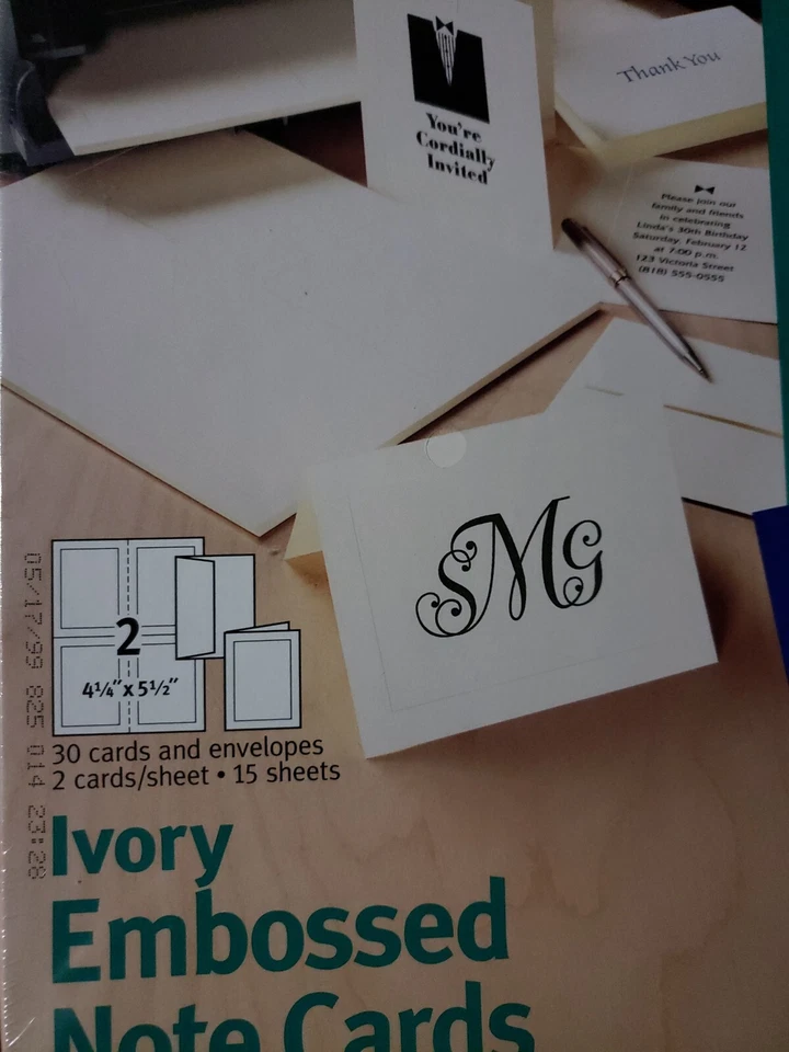 Tarjetas de notas en relieve Avery 30 con sobres 4 1/4 x 5 1/2 impresoras de inyección de tinta #3259 Foto 2 de 4