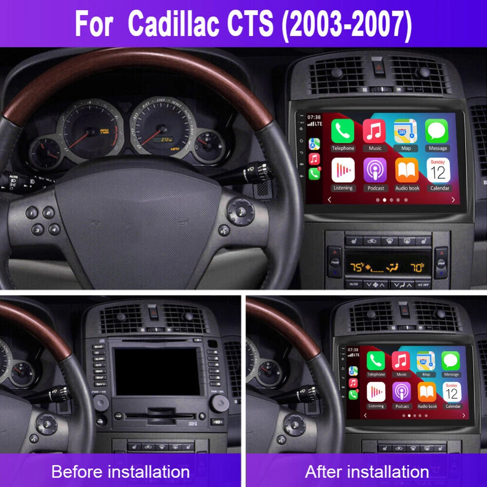 For 2003-2007 Cadillac CTS Android 15 Apple Carplay Stereo Radio GPS Navi 32G FM - Imagem 3 de 4