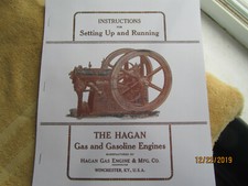 Early 1900s Hagan Gas Engine Company Instruction Manual. Whinchester KY