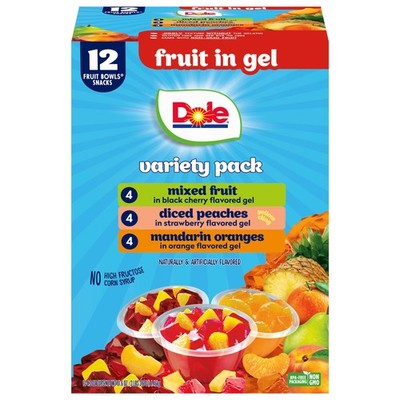 Dole Diced Peaches, Oranges, Peach & Mixed Fruit in Gel Variety Pack 4.3oz 12pk