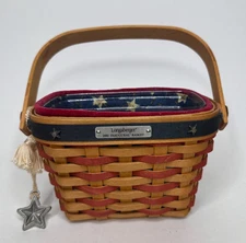 Longaberger 2001 Inaugural Basket Liner, Protector & Star Tie-on 3x6"