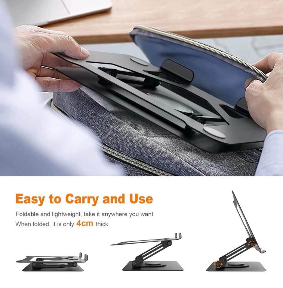 GRIFEMA Laptop Stand for Desk, Foldable Laptop Riser with 360^ Swivel Base 11-17 - Image 4 of 4