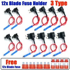 12X Car Add-a-Circuit Fuse Adapter 5/20Amp Standard Mini Tap Blade Fuse Holder &