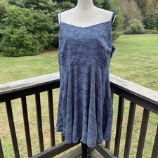 OLD NAVY Dress Sundress Babydoll Wavy Stripes Festival Boho Rayon Blue Plus XXL