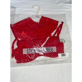 SEXY RED DEMI BRA CHEEKY SHORTS GARTER LINGERIE COSTUME VALENTINES SIZE S NEW