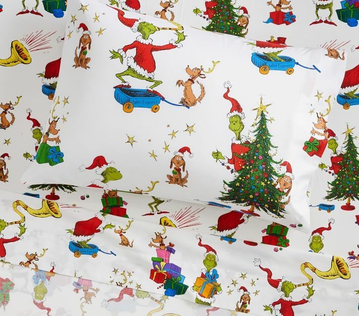 Pottery Barn Grinch Max Holiday Dr Seuss Christmas Gift dog Kids Pillowcase m