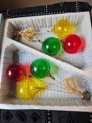 Vintage Kurt Adler Clip On Hand Blown Glass Balloon Christmas Ornaments Boxed 6''