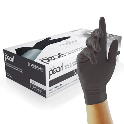 Unigloves Black Pearl Nitrile Examination Gloves - Multipurpose, Powder Free
