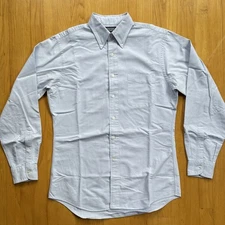 Lands End Light Blue Hyde Park OCBD Shirt 15.5-35 Trim Fit Medium USA 