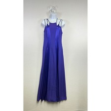 L.A. GLO Vintage Purple Halter Neck Rhinestone Strappy Formal Evening Gown