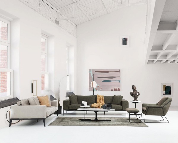 Moderne Couchgarnitur Luxus Sofas Dreisitzer Sessel Komplettes Set Grau-image