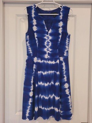 Connected Apparel Dress Size 10 Blue & White Tie Dye