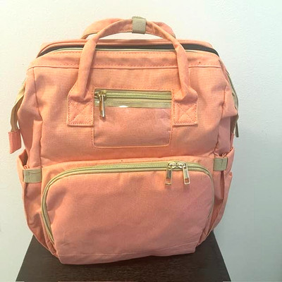 Personalized Diaper Bag Backpack Peach Embroidered Mommy Bag X-Large Foldable