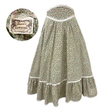 Vintage 1970s Gunnies Jessica McClintock Micro Floral Prairie Skirt