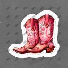 Vibrant Pink Cowboy Boots Vinyl Sticker Western Decor Decal Perfect 827484