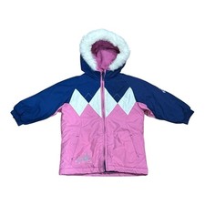 OshKosh B'gosh Jacket Girls 24M Pink Blue Hooded Fleece Lined Faux Fur Winter