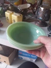 Set 3 Fire King Green Jadeite Glass Jane Ray Round Bowls 6” Vintage Collectible