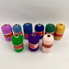 Punch Needle Embroidery Vintage Lot 9 Spools Dee Lite Red Yarn Thread Mixed