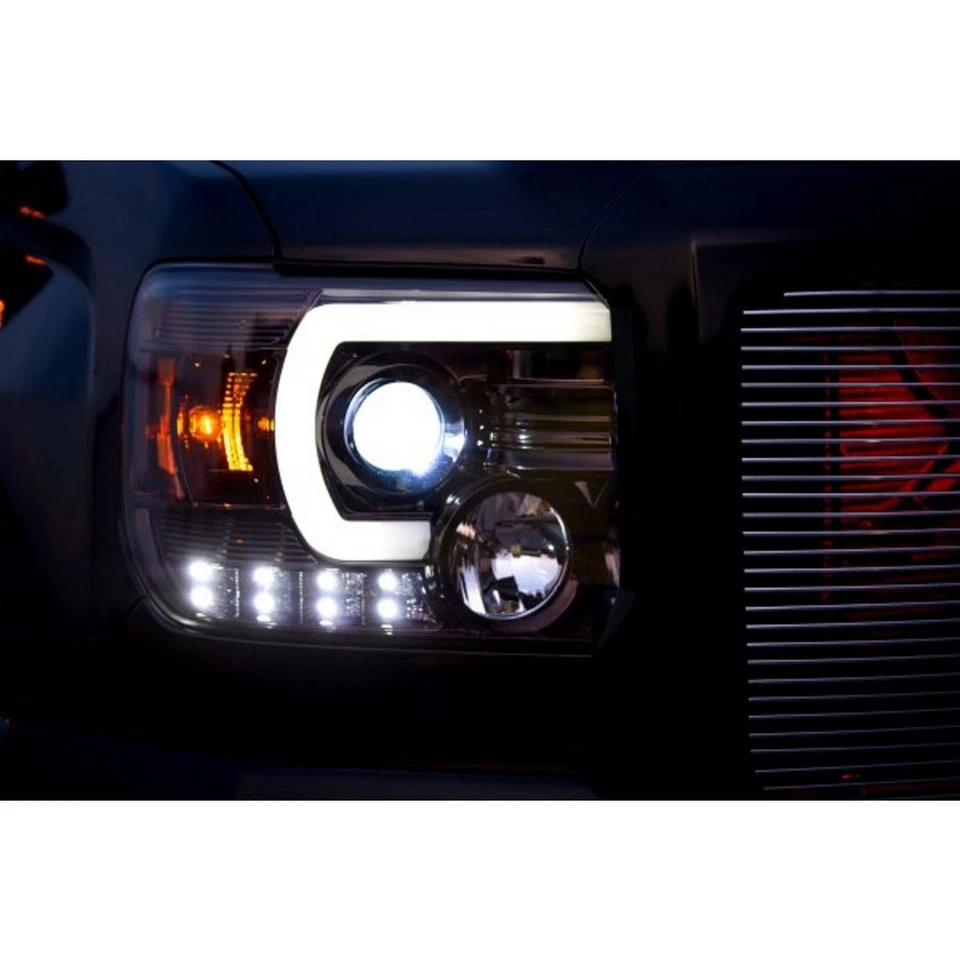 Recon Projector Headlights For GMC Sierra 1500 2014 2015 | OLED | Smoked Black Foto 3 de 4