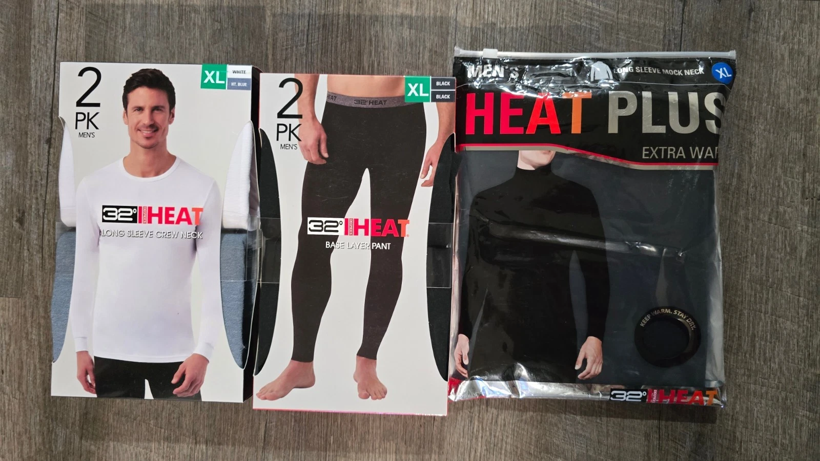 32 Degrees Cool Men Size XL Long Sleeve Crew Neck Layer Pant Mock Neck Black Lot
