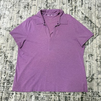 Venezia Women Purple Short Sleeve V-Neck Polo Shirt Size 18/20 Soft Cotton Blend