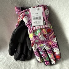 Hello Kitty Kids Ski Gloves Pink and Black Size L-XL New