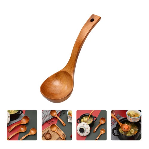 Cucchiaio zuppa in legno pentola calda cucchiaio porridge utensile da tavola 18,00 x 6,00 x 3,00 cm - Foto 4 di 12