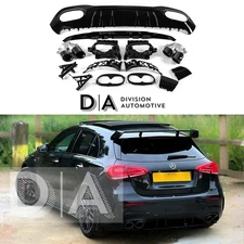 FOR MERCEDES A CLASS W177 HATCH 2019+ REAR DIFFUSER & TAILPIPES A45 AMG STYLE UK