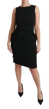 Dolce&Gabbana Women Black Dress Acetate Solid Stretch Knee Length Sheath Bodycon