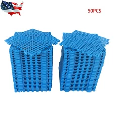 50 PCS 12 Inch Interlocking Drainage Floor Tiles, Modular Interlocking Tile Blue