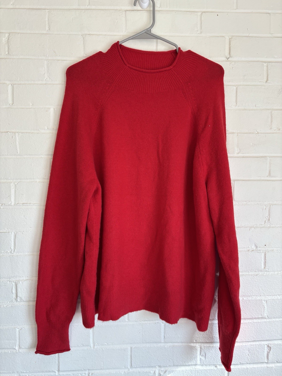 J. Crew Red Rollneck Pullover Soft Sweater Poly Merino Wool Alpaca Blend Sz L