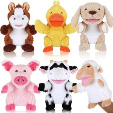 6 Pcs Animal Hand Puppets Kid Working Mouth,Farm,9.84 Inches/ 25 cm Plush P...