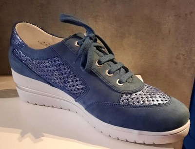 SNEAKER jeansblau Gr. 7 /41 KEILABSATZ, lose Innensohle MEPHISTO 2x getragen