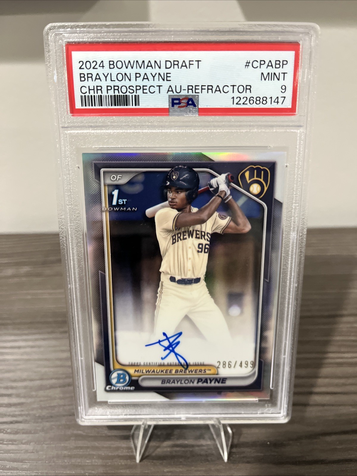 2024 1st Bowman Draft Chrome Refractor BRAYLON PAYNE Auto/499 #CPA-BP PSA 9